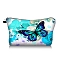 Polyester Cosmetic Pouches, Waterproof Clutch Bag, Toilet Bag for Women, Butterfly, Cyan, 22.5x13.5cm