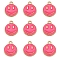 Alloy Enamel Charms, Flat Round with Smiling Face, Hot Pink, 14.5x12x1.5mm, Hole: 1.5mm