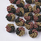 Glass Seed Beads Cabochons, Cluster Beads, with Golden Plated Iron Perforated Disc Settings, Flower, Colorful, 19~20x10~12mm