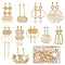 SUNNYCLUE DIY Geometry Dangle Stud Earring Making Kit, Including Alloy & Brass & 201 Stainless Steel Flat Round & Oval & Bar Link Connectors & Pendants, Glass Pearl Beads, Brass Post Earring Findings, Golden, 134Pcs/box