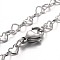 Tarnish Resistant Heart 304 Stainless Steel Link Bracelets, with Lobster Claw Clasps, Stainless Steel Color, 7-1/4 inch(185mm)