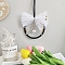 Cotton Woven Net Glass Ball Hanging Decorations, Bowknot Lace Hanging Ornaments for Home Office Decoration, Black, 80mm