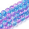 Two-Tone Crackle Baking Painted Transparent Glass Beads Strands, Round, Light Sky Blue, 8mm, Hole: 1.5mm, about 108~110pcs/strand, 30.71 inch~31.50 inch(78~80cm)