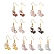 7 Pair 7 Color Alloy Enamel Cow Dangle Earrings, Golden Brass Jewelry for Women, Mixed Color, 33mm, Pin: 0.6mm, 1 Pair/color