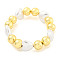 Rack Plating Round Brass Beaded Stretch Bracelets, Heart ABS Imitation Pearl Bracelets for Women, Cadmium Free & Lead Free, Long-Lasting Plated, Real 18K Gold Plated, Inner Diameter: 2-1/4 inch(5.8cm)