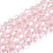 Transparent Electroplate Glass Beads Strands, Pearl Luster Plated, Faceted, Bicone, Misty Rose, 3.5~3.8x3mm, Hole: 0.8mm, about 113~115pcs/strand, 14.17~14.37 inch(36~36.5cm)