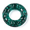 Handmade Lampwork Linking Rings, Textured Round Ring, Teal, 25x5.5mm, Inner Diameter: 11.5mm