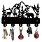 Wood & Iron Wall Mounted Hook Hangers, Decorative Organizer Rack, with 2Pcs Screws, 5 Hooks for Bag Clothes Key Scarf Hanging Holder, Mountain, 200x300x7mm.