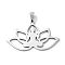 Non-Tarnish 304 Stainless Steel Pendants, Laser Cut, Lotus with Yoga Charms, Stainless Steel Color, 23x37x1mm, Hole: 6x3mm