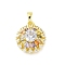 Brass Micro Pave Cubic Zirconia Pendants, with Glass, Real 18K Gold Plated, Flower, Colorful, 18x15x7.5mm, Hole: 5.5x4mm