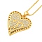 Brass Micro Pave Clear Cubic Zirconia Pendant Necklaces, Heart, Real 18K Gold Plated, 17.68 inch(449mm), Heart: 25x23.5mm