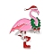 Christmas Theme Enamel Pins, Alloy Brooches for Backpack Clothes, Flamingo Shape, 61x43x3mm