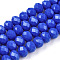 Opaque Solid Color Imitation Jade Glass Beads Strands, Faceted, Rondelle, Royal Blue, 3.5~3.8x3mm, Hole: 0.4mm, about 113~115pcs/strand, 32.5~33cm