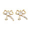 Brass Micro Pave Clear Cubic Zirconia Charms, with Glass, Bowknot, Real 18K Gold Plated, 12x13x3mm, Hole: 0.9mm