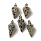 Natural Dalmatian Jasper Pendants, Cone Charms with Rack Plating Platinum Plated Brass Snap on Bails, 36~36.5x15~15.5mm, Hole: 5~6.5x2mm