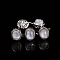 Natural Rainbow Moonstone Beads, Alloy Oval Beads, Platinum, 14x12x9mm