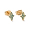 Enamel Star Stud Earrings with 316L Surgical Stainless Steel Pins, Gold Plated 304 Stainless Steel Jewelry for Women, Medium Turquoise, 8.5x5.5mm, Pin: 0.7mm