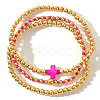 3Pcs Golden Luxury Brass Beaded Gothic Cross Ladies Elastic Bracelet Sets MP9967-1-1