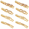 BENECREAT 8Pcs 4 Styles Rack Plating Brass Clear Cubic Zirconia Watch Band Clasps KK-BC0009-76G-1