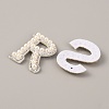 Letter.M/R/S Plastic Imitation Pearl Beaded Iron on Appliques for Wedding PATC-WH0005-03-2