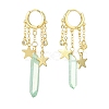 Dyed Natural Quartz Crystal Bullet Dangle Hoop Earrings EJEW-TA00292-02-1