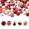 Beadthoven 100Pcs 5 Style Christmas Themed Dyed Natural Wooden Beads WOOD-BT0001-07-20