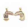 Brass Cubic Zirconia Bird Pendants ZIRC-I062-02G-2