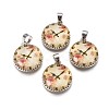 Flat Round with Clock Antique Silver Alloy Glass Pendants PALLOY-J688-05AS-1