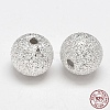 Round 925 Sterling Silver Textured Beads STER-F012-23F-1