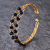 Brass Wire Wrap Cuff Bangle with Round Beaded BX4244-3