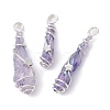 Electroplated Natural Quartz Crystal Dyed Copper Wire Wrapped Pendants PALLOY-JF02327-02-1