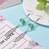 Feather with Round Beads Long Dangle Earrings for Girl Women EJEW-JE04681-02-2