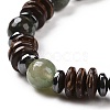4Pcs Natural Crackle Agate & Indian Agate & Natural Agate & Synthetic Hematite and Coconut Beads Stretch Bracelets Set for Women Men BJEW-JB08937-5