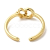 Moon & Flower Rack Plating Brass Open Cuff Finger Rings for Women RJEW-L123-011G-3