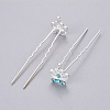 (Defective Closeout Sale) Lady's Hair Accessories Silver Color Plated Iron Rhinestone Hair Forks PHAR-XCP0004-03S-02-1