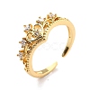 Clear Cubic Zirconia Heart Wing Open Cuff Ring for Women RJEW-C018-19G-4