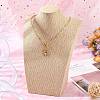 Wooden Covered with Imitation Burlap Necklace Displays NDIS-K001-B15-6