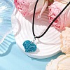 3D Heart Glass Seed Beads Pendant Necklaces NJEW-MZ00046-01-2