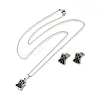 304 Stainless Steel Enamel Angel Stud Earrings & Pendant Necklace Set for Women SJEW-S002-01P-3