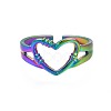 304 Stainless Steel Hollow Heart Cuff Ring RJEW-N038-053-2