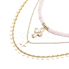 3Pcs 3 Style Natural Rose Quartz Cross & Star Pendant Necklaces Set with Brass Chains NJEW-JN04032-2