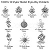 100Pcs 10 Styles Tibetan Style Alloy Pendants TIBEP-CJ0002-76-2