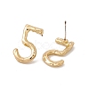 Brass Number Stud Earrings with 925 Sterling Silver Pins for Women EJEW-A077-01E-3