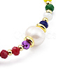 Adjustable Natural Pearl & Glass & Brass Braided Beaded Bracelet for Women BJEW-O187-05-2