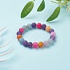 Natural Weathered Agate(Dyed) Round Beaded Stretch Bracelet BJEW-JB08500-4