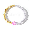 Summer Vacation Style Brass and Plastic Imitation Pearl Bead Bracelet for Women OF8500-1-1