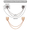 AHADEMAKER 4Pcs 2 Colors Double Fox Rhinestone with Hanging Safety Chains Brooch JEWB-GA0001-14-3