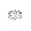 304 Stainless Steel Flower Wrap Open Cuff Ring for Women RJEW-S405-173P-1