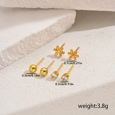 Elegant Stainless Steel Snowflake Stud Earring Sets BX1119-1-1