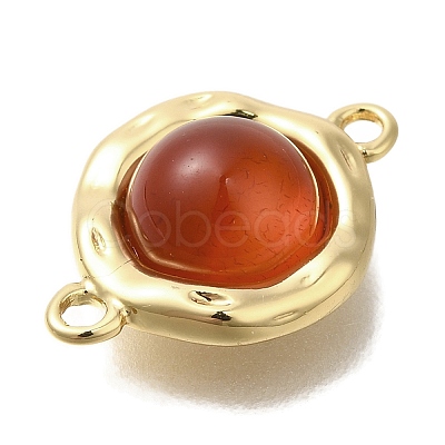 Natural Carnelian(Dyed & Heated) Flat Round Links Connector Charms KK-K388-04G-1